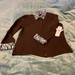 Jones New York Signature button down brown sweater 3/4 to long sleeve  medium